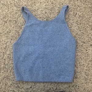 American Apparel NWT V Back Cotton Crop Tank, Blue Heather - Size XS